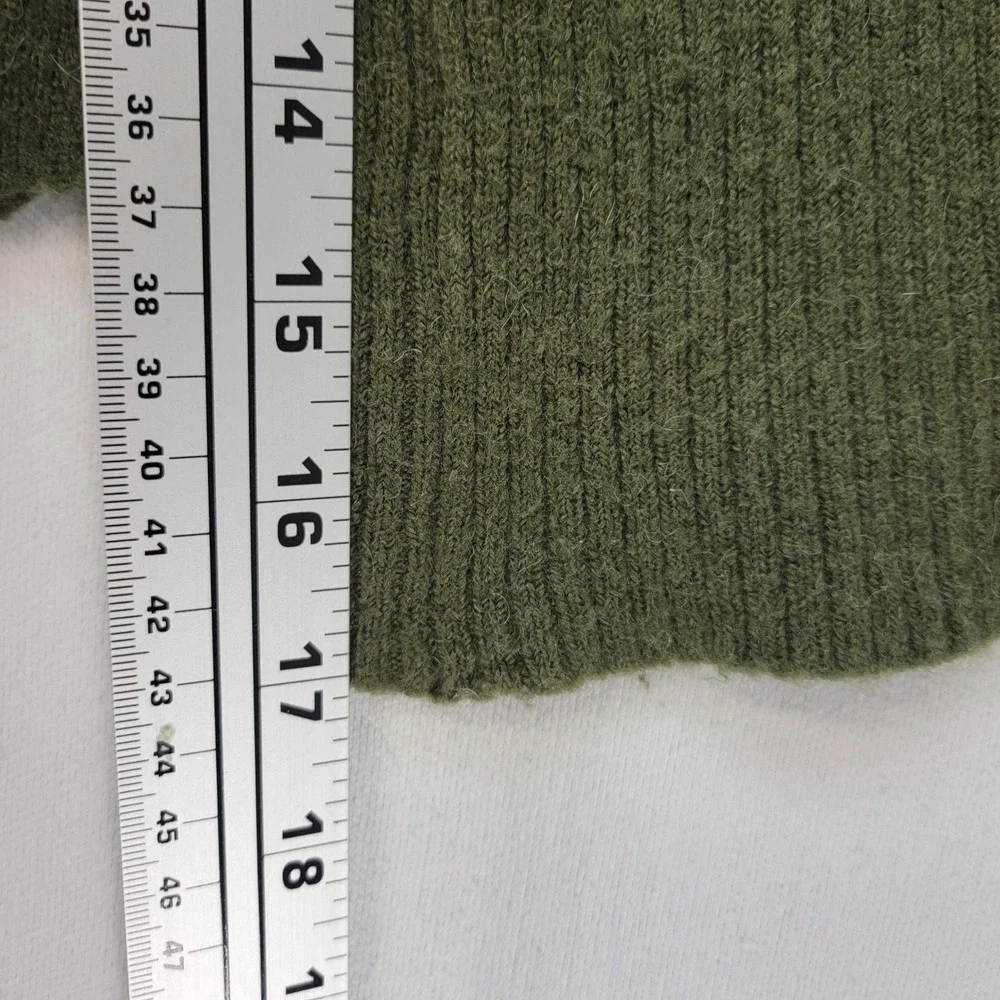 J.Crew Turtleneck Sweater Women XS Green Merino Wool‎ Alpaca Blend Side Slit